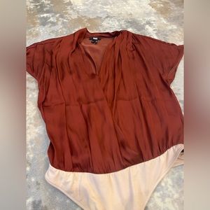 Paige body suit button shirt  burn orange